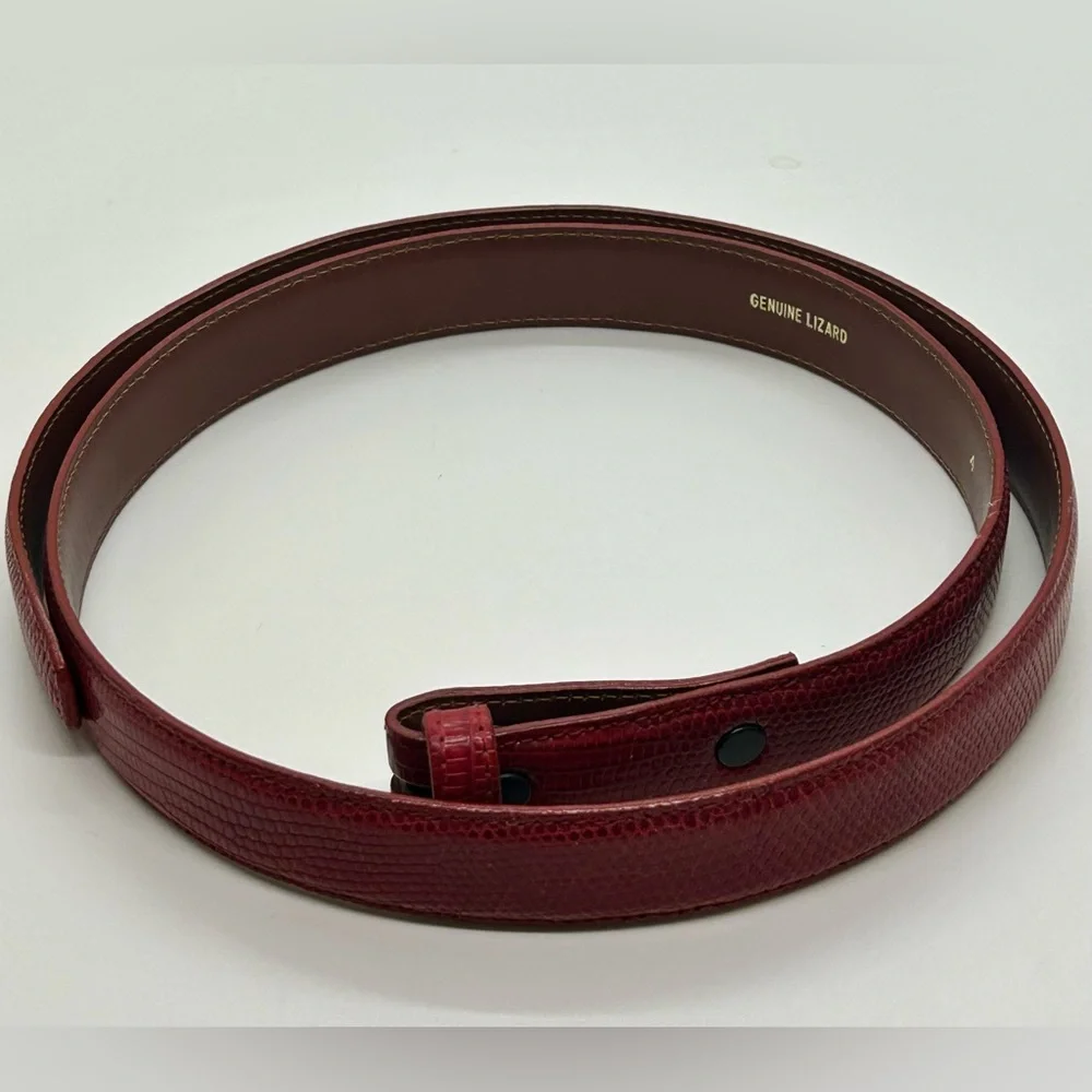 Barry Kieselstein-Cord Vintage Skinny Red Lizard Belt Strap 4 NEW CONDITION